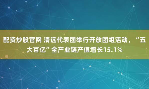 配资炒股官网 清远代表团举行开放团组活动,“五大百亿”全产业链产值增长15.1%