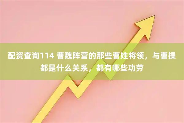 配资查询114 曹魏阵营的那些曹姓将领，与曹操都是什么关系，都有哪些功劳